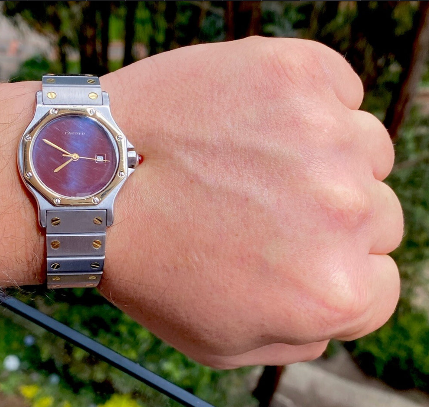 Vintage Cartier Santos Octagon Watch 29mm | Ref. 2966 | 18K & Steel | Auto Cal 2670 | Spiderweb Dial | Box | Men’s Luxury Watch