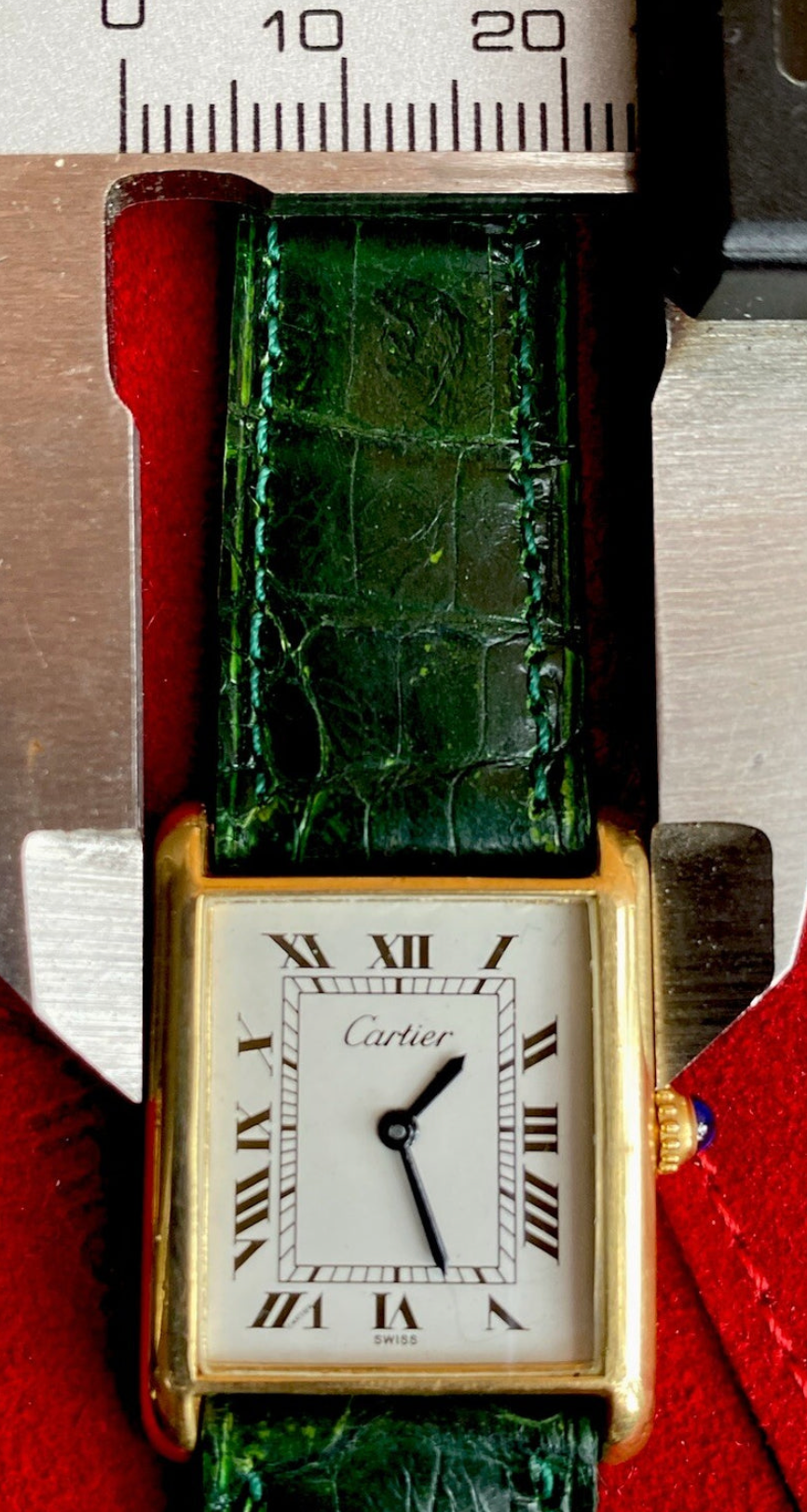 Vintage Cartier Tank Pre-Must LM Watch | 24x31mm | Manual Wind | 18K Gold Electroplated | Original Strap & Pouch | Men’s Classic