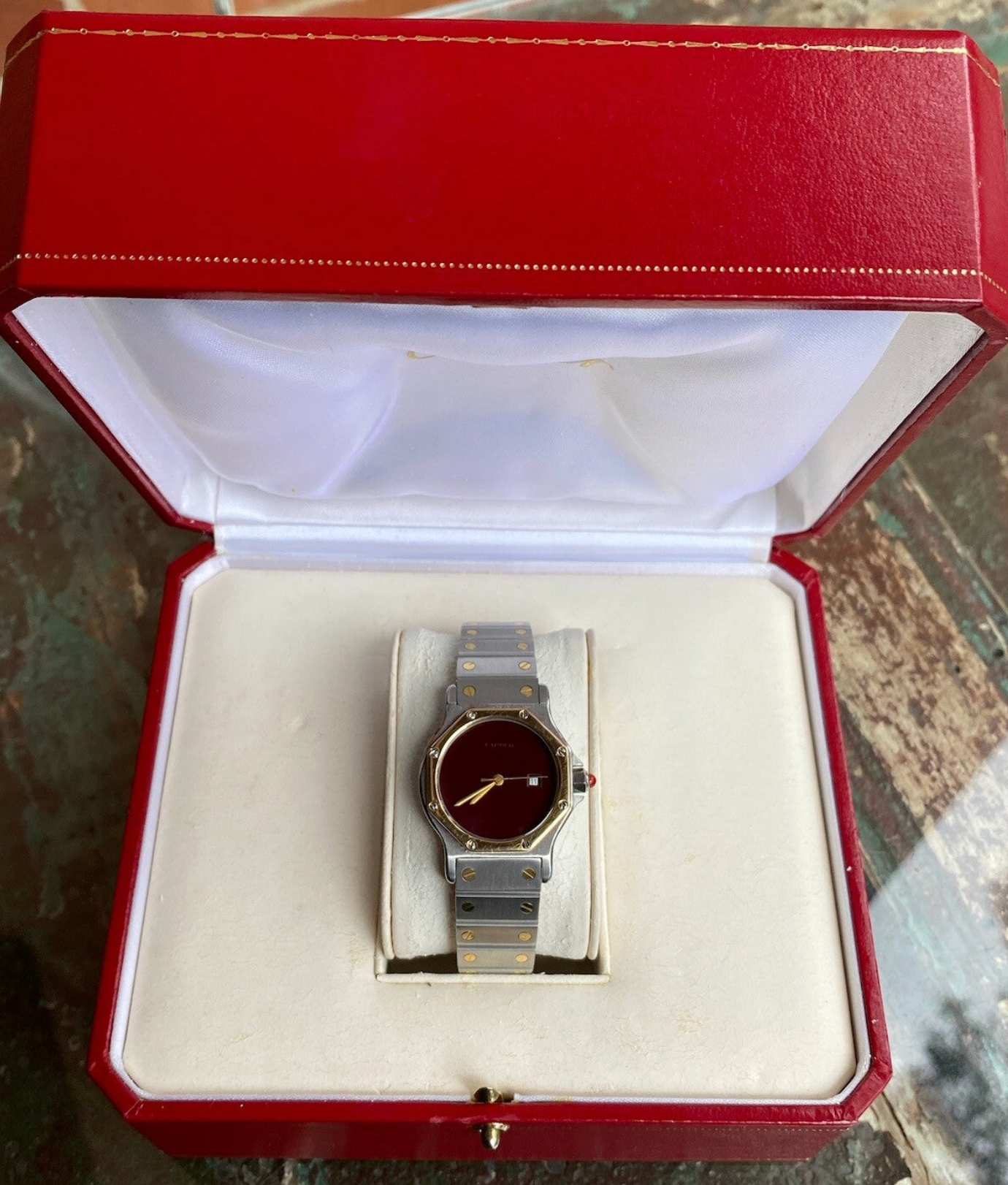 Vintage Cartier Santos Octagon Watch 29mm | Ref. 2966 | 18K & Steel | Auto Cal 2670 | Spiderweb Dial | Box | Men’s Luxury Watch