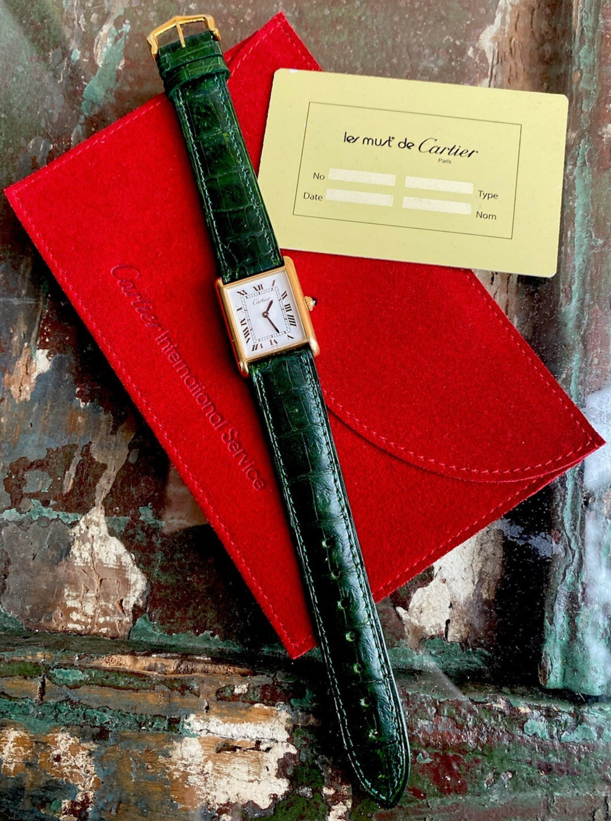 Vintage Cartier Tank Pre-Must LM Watch | 24x31mm | Manual Wind | 18K Gold Electroplated | Original Strap & Pouch | Men’s Classic