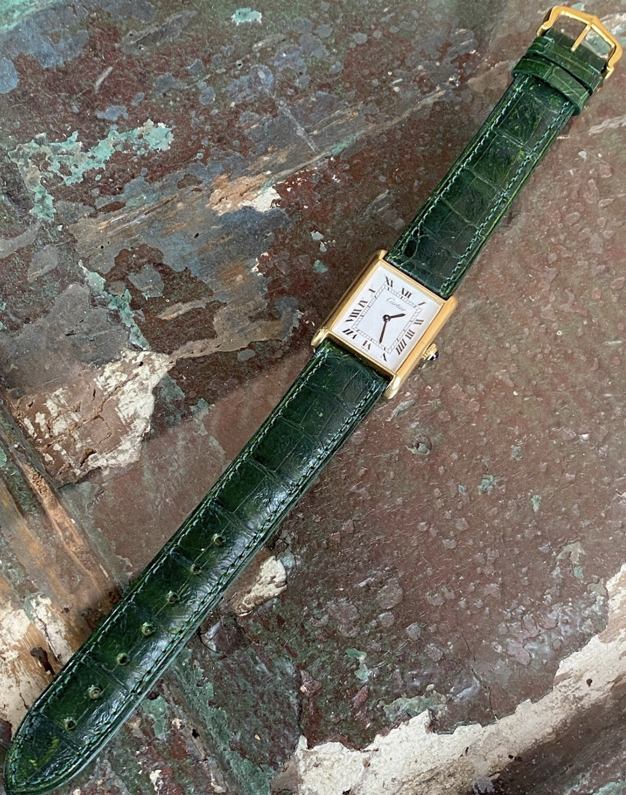 Vintage Cartier Tank Pre-Must LM Watch | 24x31mm | Manual Wind | 18K Gold Electroplated | Original Strap & Pouch | Men’s Classic