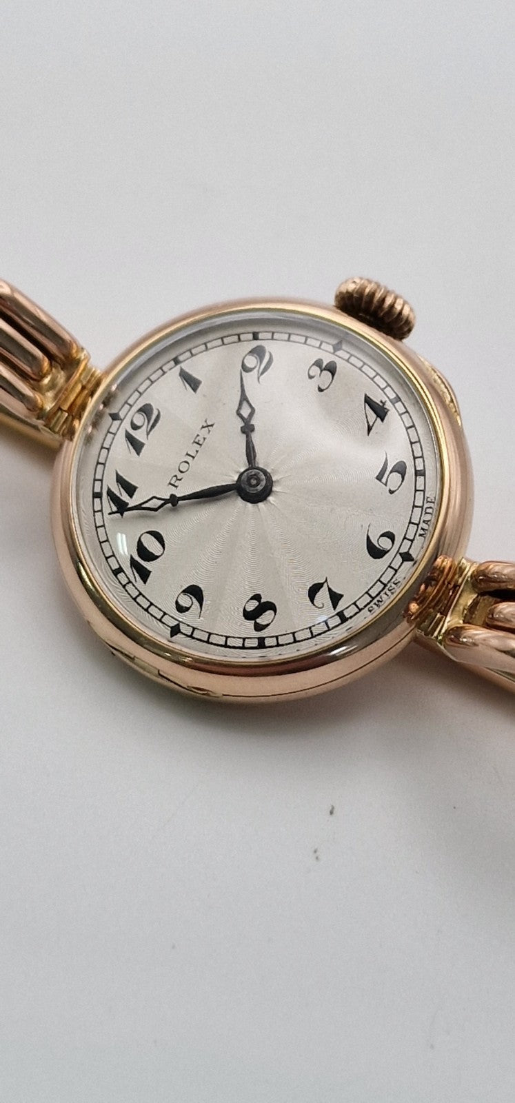 Vintage 1916 Rolex Ladies 9ct Rose Gold Mechanical Watch – Original Stretch Bracelet, Hallmarked
