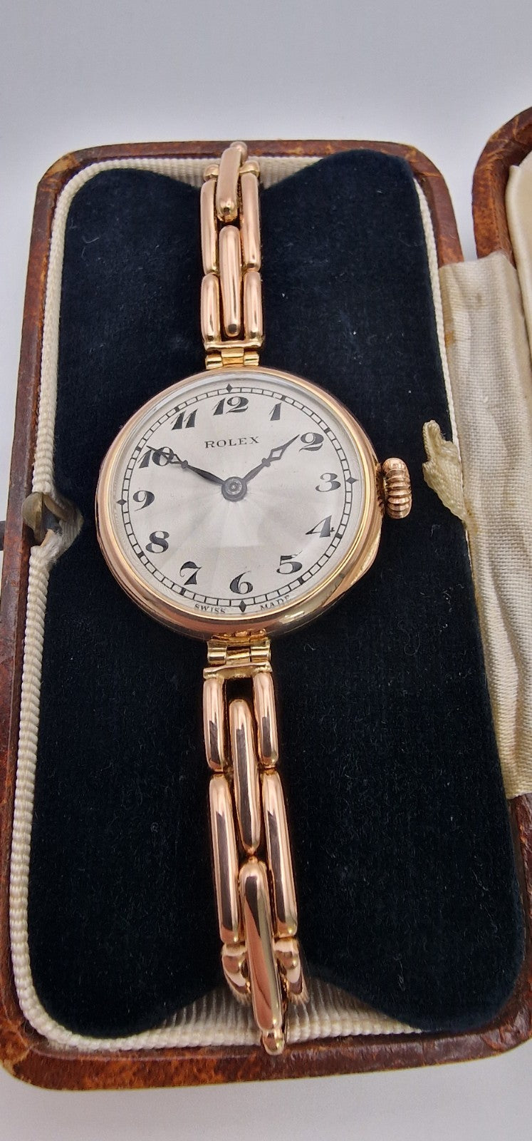 Vintage 1916 Rolex Ladies 9ct Rose Gold Mechanical Watch – Original Stretch Bracelet, Hallmarked