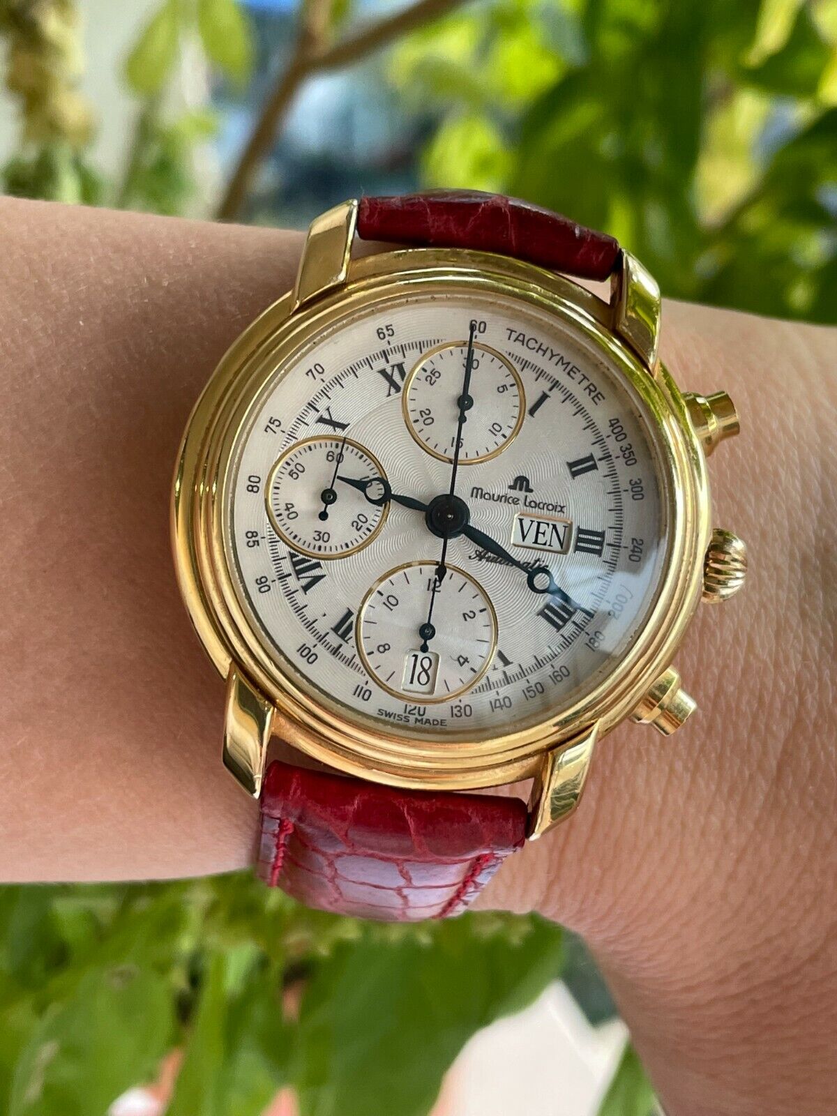 MAURICE LACROIX MASTERPIECE WATCH 39353 CHRONOGRAPH AUTOMATIC DAY DATE MENS 38mm