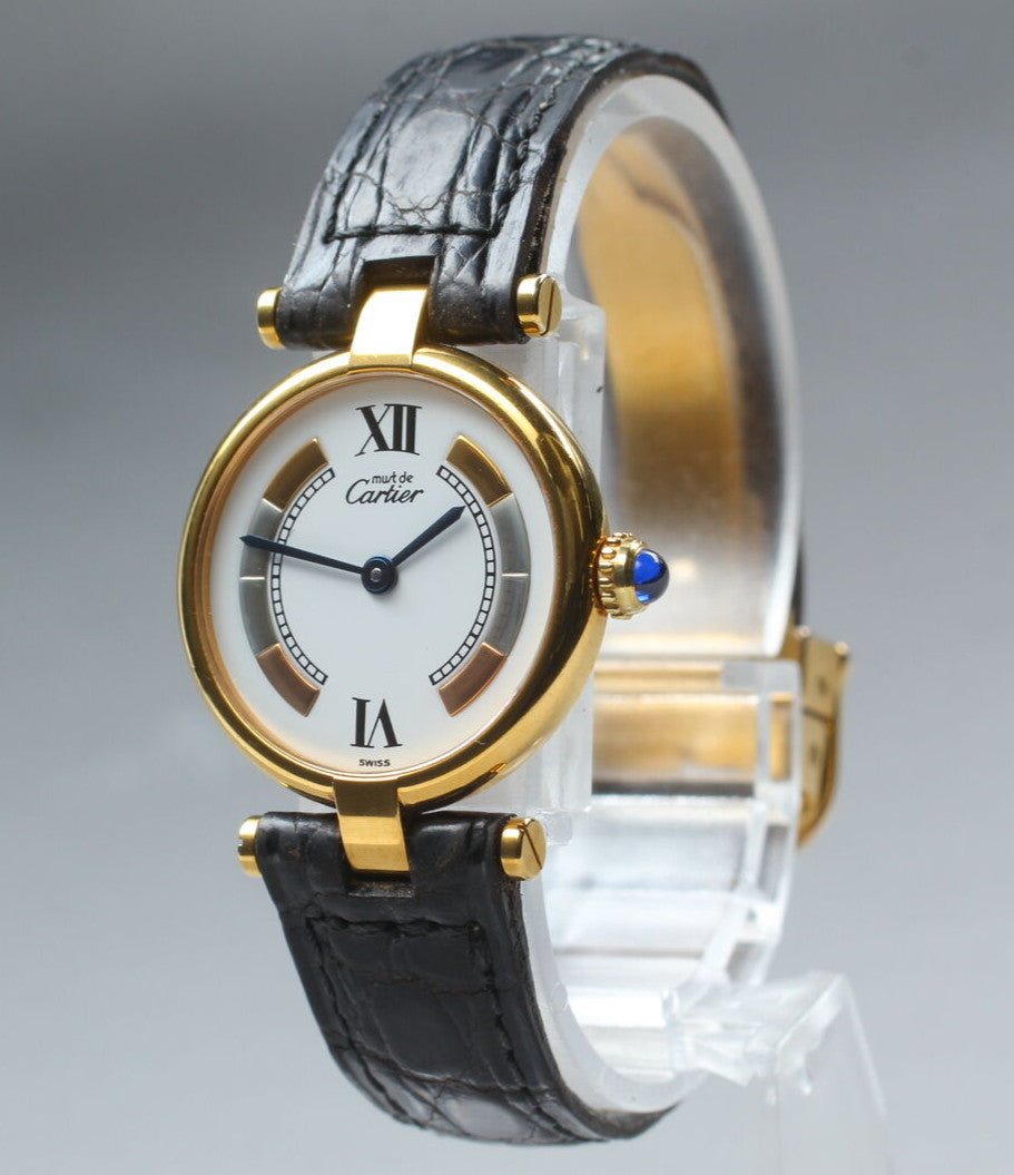 Must de Cartier Vermeil 925 Ref.590004 QZ 23mm – Swiss Gold Plated Ladies Watch