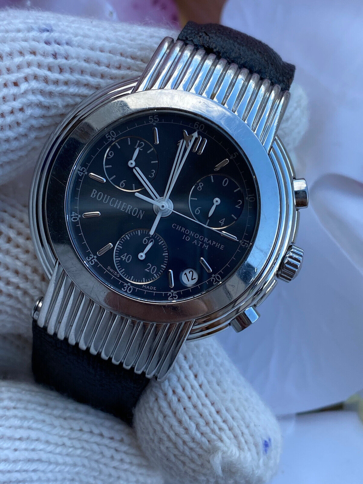 Boucheron Reflet Solis Watch Chronograph Quartz Mens 40mm Swiss Made