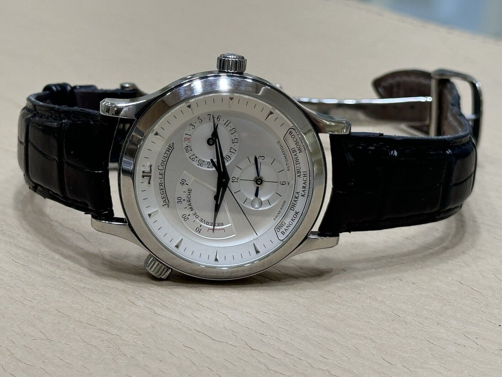 Jaeger Lecoultre Master Control 1000 Hours Geographic Dual Time Zone Mens Swiss