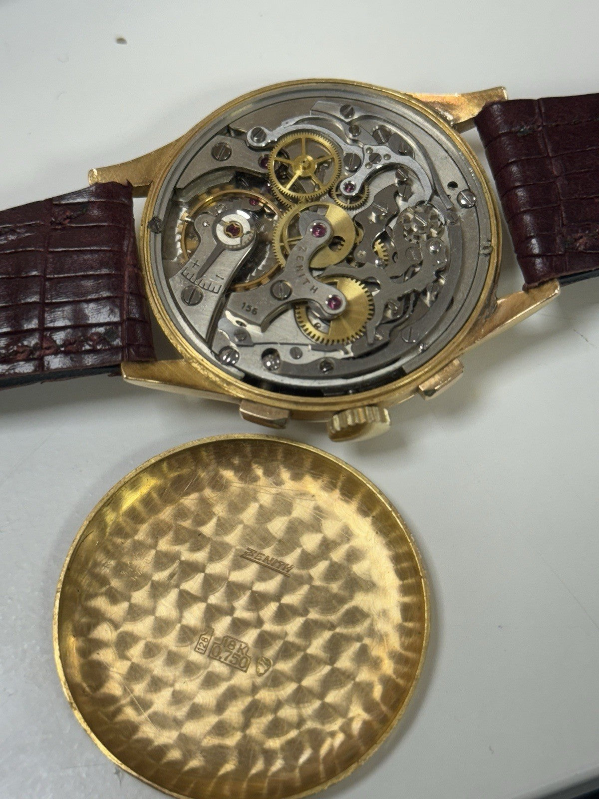 Vintage Zenith Chronograph Manual Cal.156 Solid Gold 18k Mens 37.5mm Swiss 19518