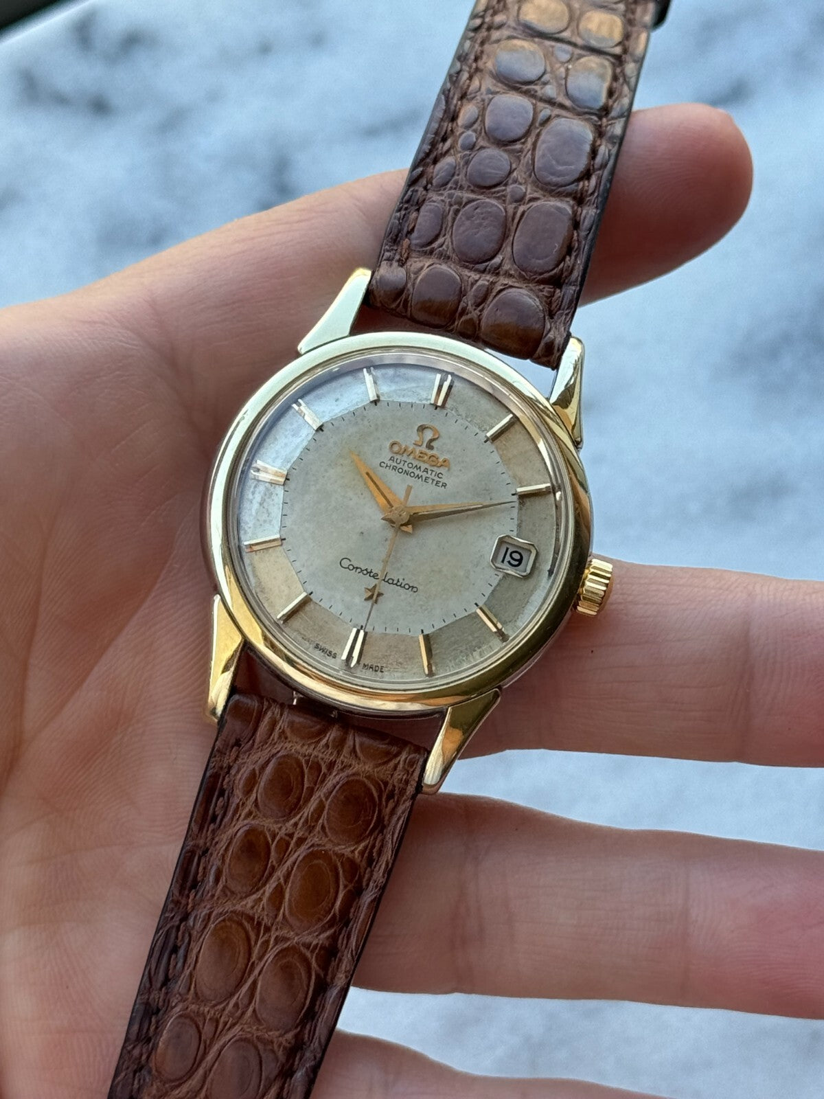 Omega Constellation Automatic Pie Pan Dial Gold & Steel Mens 34mm Swiss Made