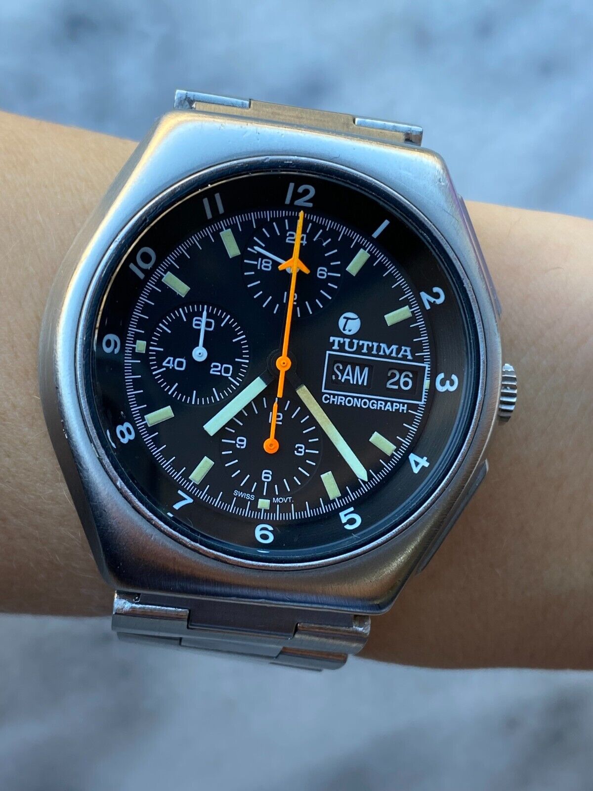 Tutima Military Chronpograph Lemania 5100 Automatic Mens 43mm Swiss Made