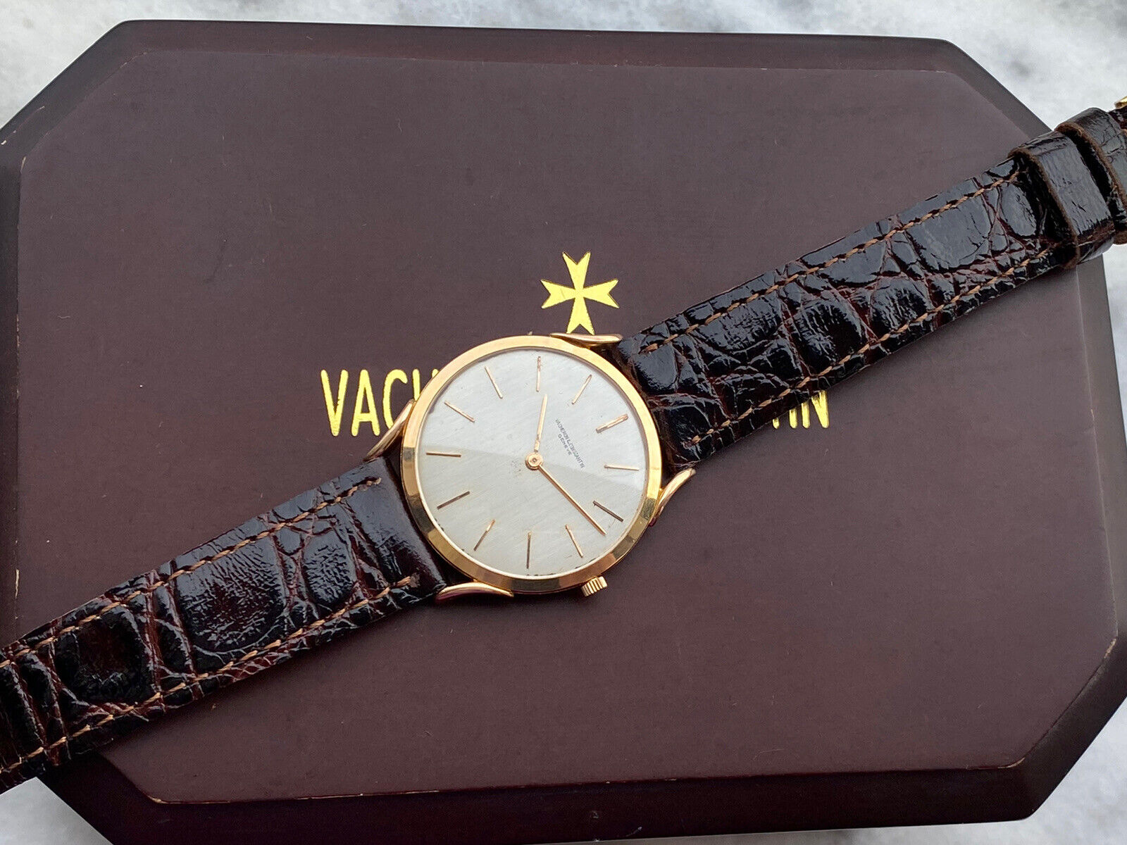 Vacheron Constantin Watch Manual Mens 31.5mm Slim Solid Rose Gold 18K Swiss Made