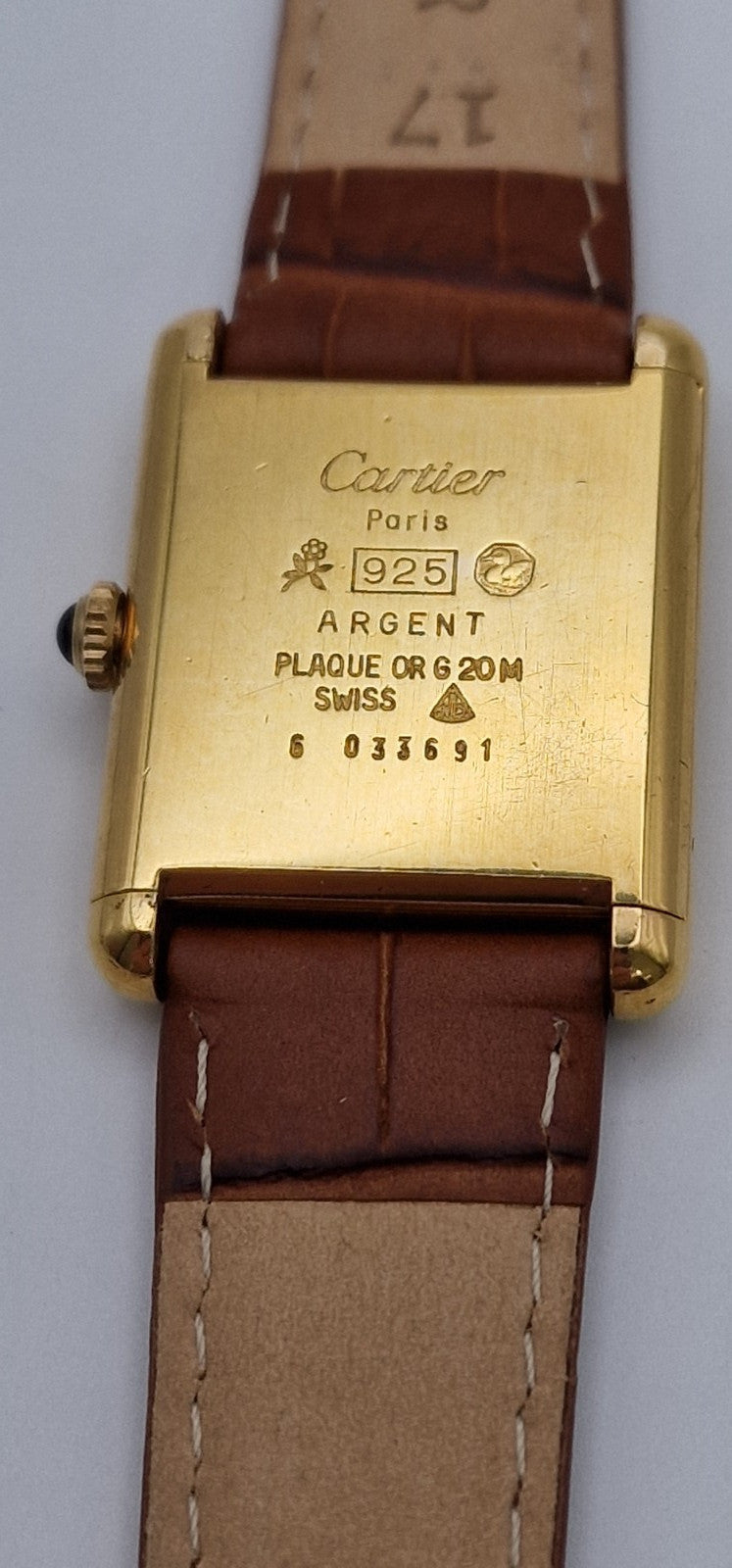 Must de Cartier Tank 18ct Gold on Silver Mid Size Vintage Mechanical Watch.