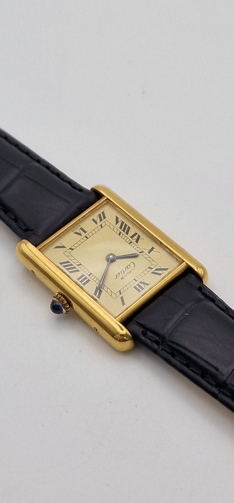 Must de Cartier Tank 18ct Gold on Silver Vintage Mid Size Mechanical Watch.