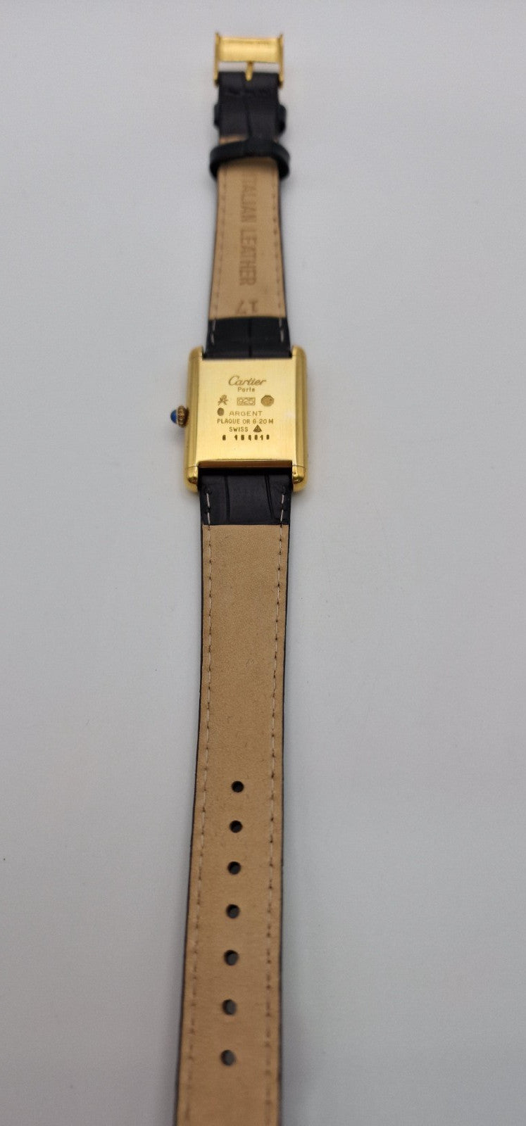 Must de Cartier Tank 18ct Gold on Silver Vintage Mid Size Mechanical Watch.