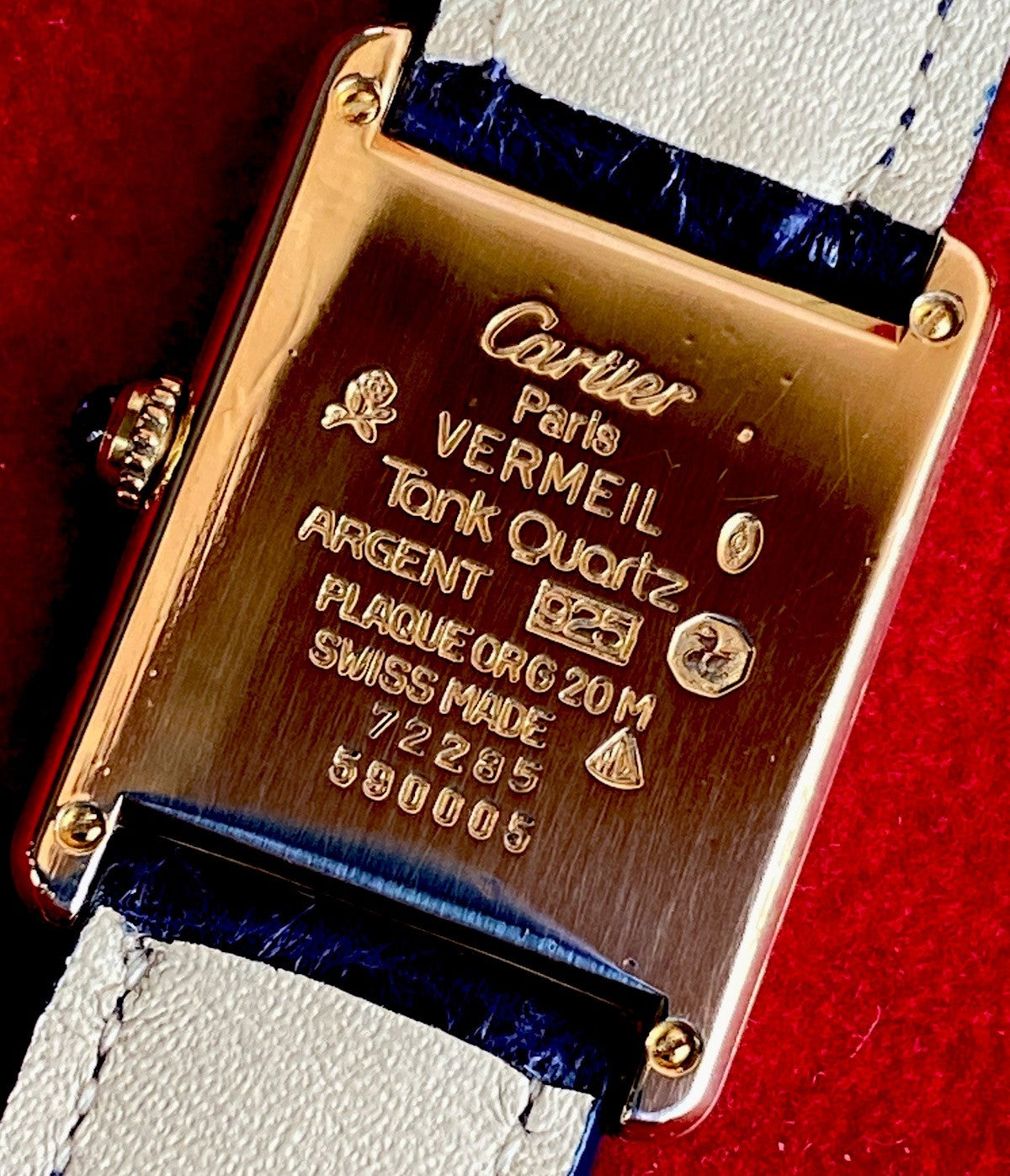 Cartier Tank LM 24x31mm Quartz | Silver 925 & 18K Gold Plated | Ref. 590005 | Burgundy Strap