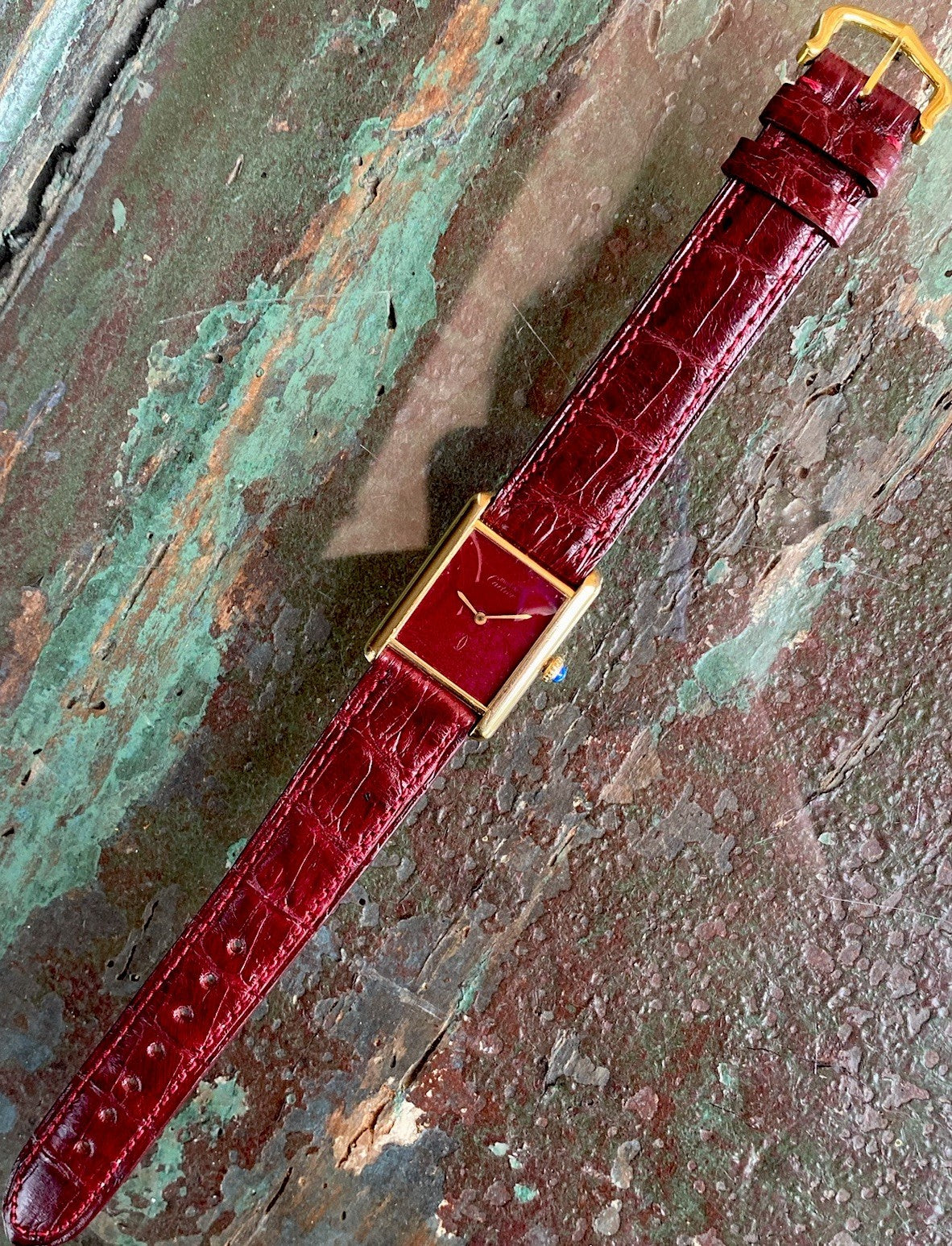 Cartier Tank LM 23mm Manual Wind | Silver 925 & 18K Gold Plated | Burgundy Dial | Ref. 78-1