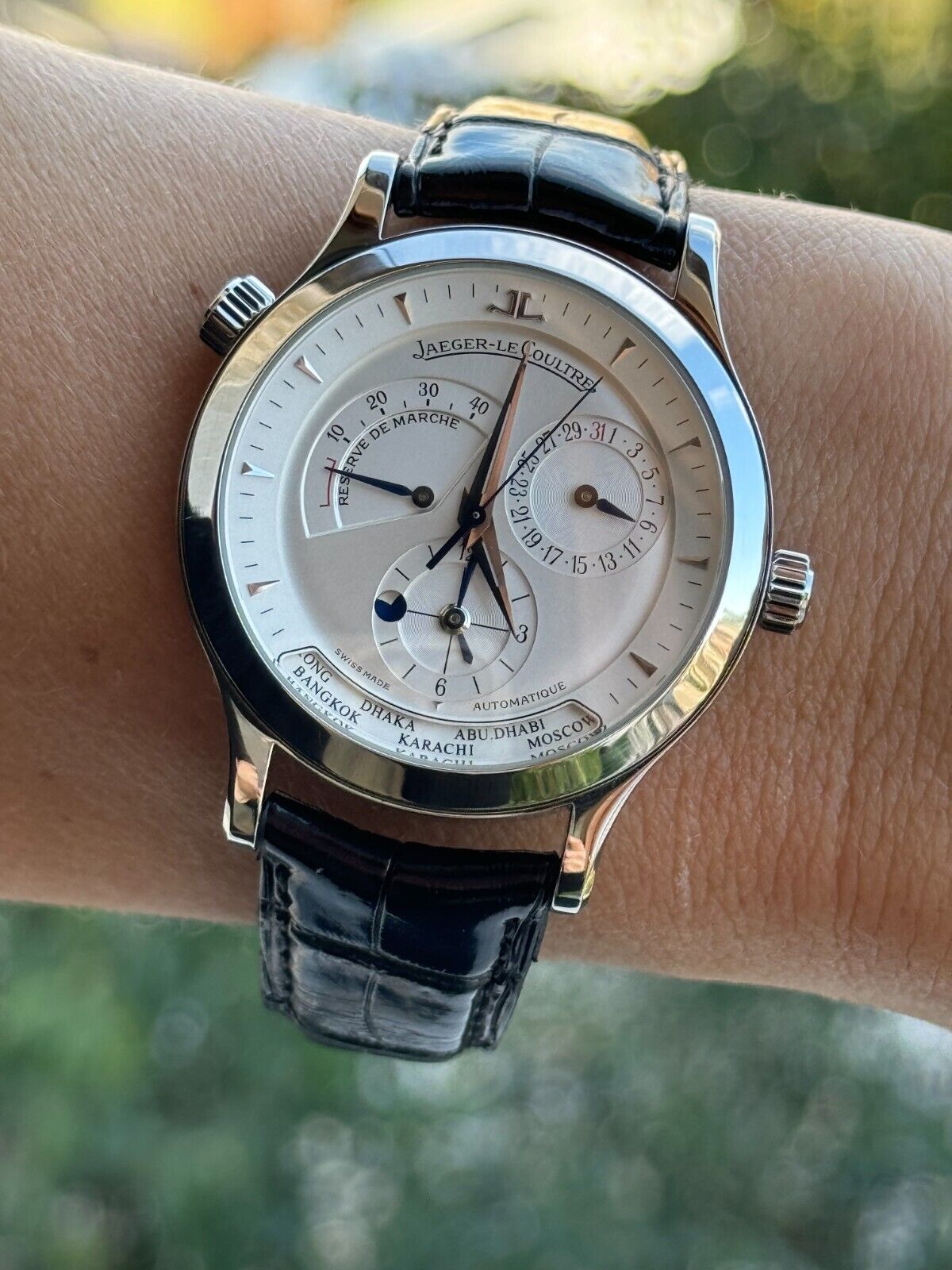 Jaeger Lecoultre Master Control 1000 Hours Geographic Dual Time Zone Mens Swiss