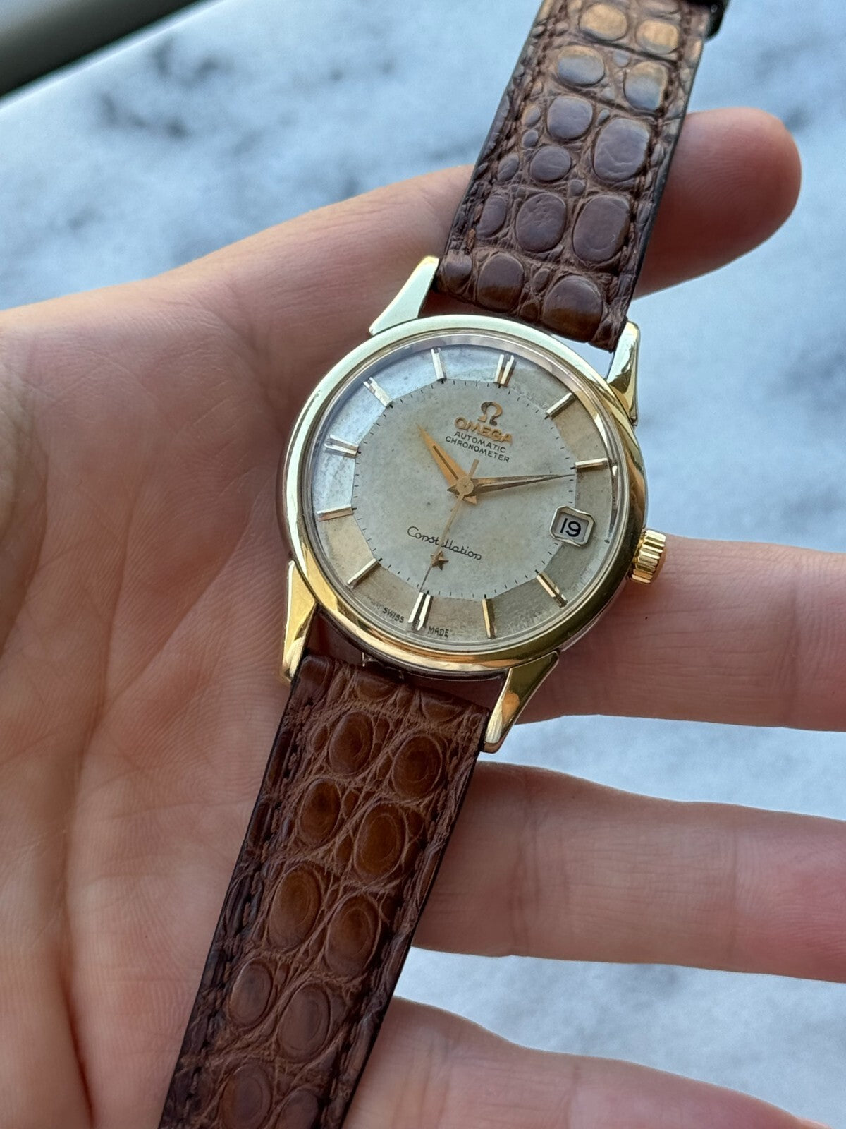 Omega Constellation Automatic Pie Pan Dial Gold & Steel Mens 34mm Swiss Made