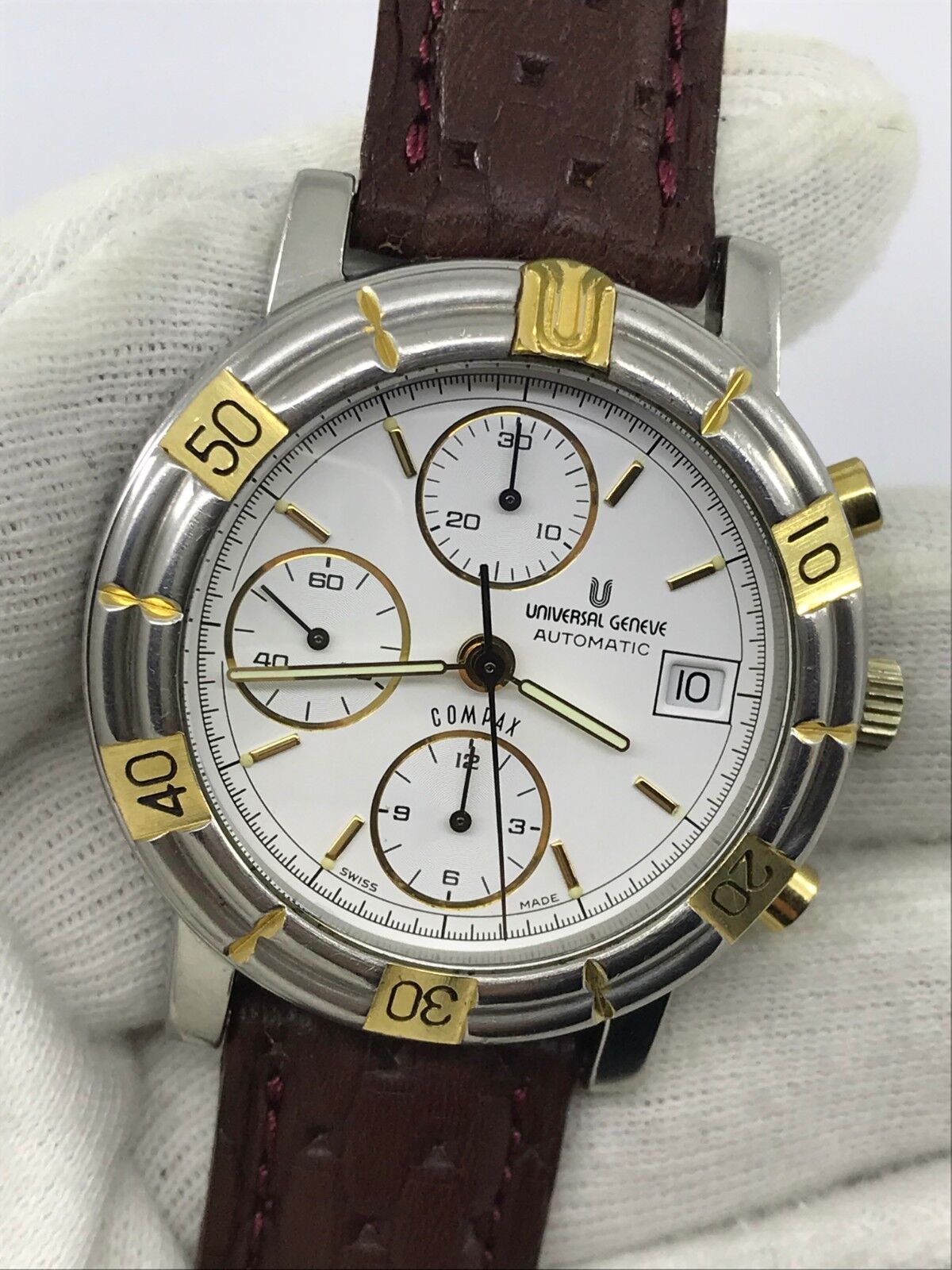 UNIVERSAL GENEVE COMPAX 698.410 CHRONOGRAPH AUTOMATIC UG 98 MENS 39mm SWISS