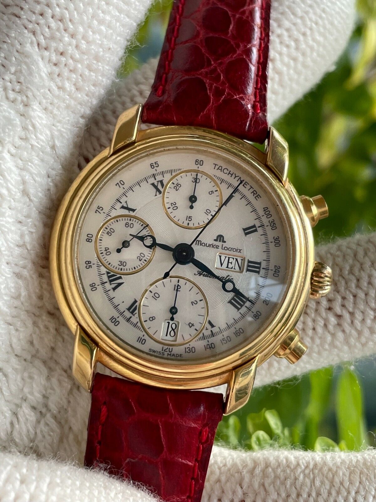 MAURICE LACROIX MASTERPIECE WATCH 39353 CHRONOGRAPH AUTOMATIC DAY DATE MENS 38mm