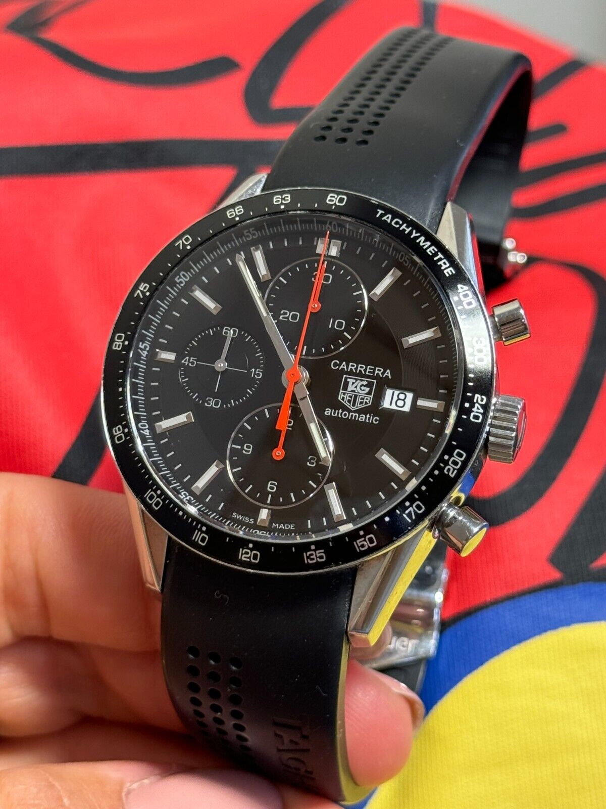 Tag Heuer Carrera Calibre 16 Chronograph | Ref. CV2014-2 | 41.5mm Swiss Automatic Men’s Watch | Original Dial & Rubber Strap