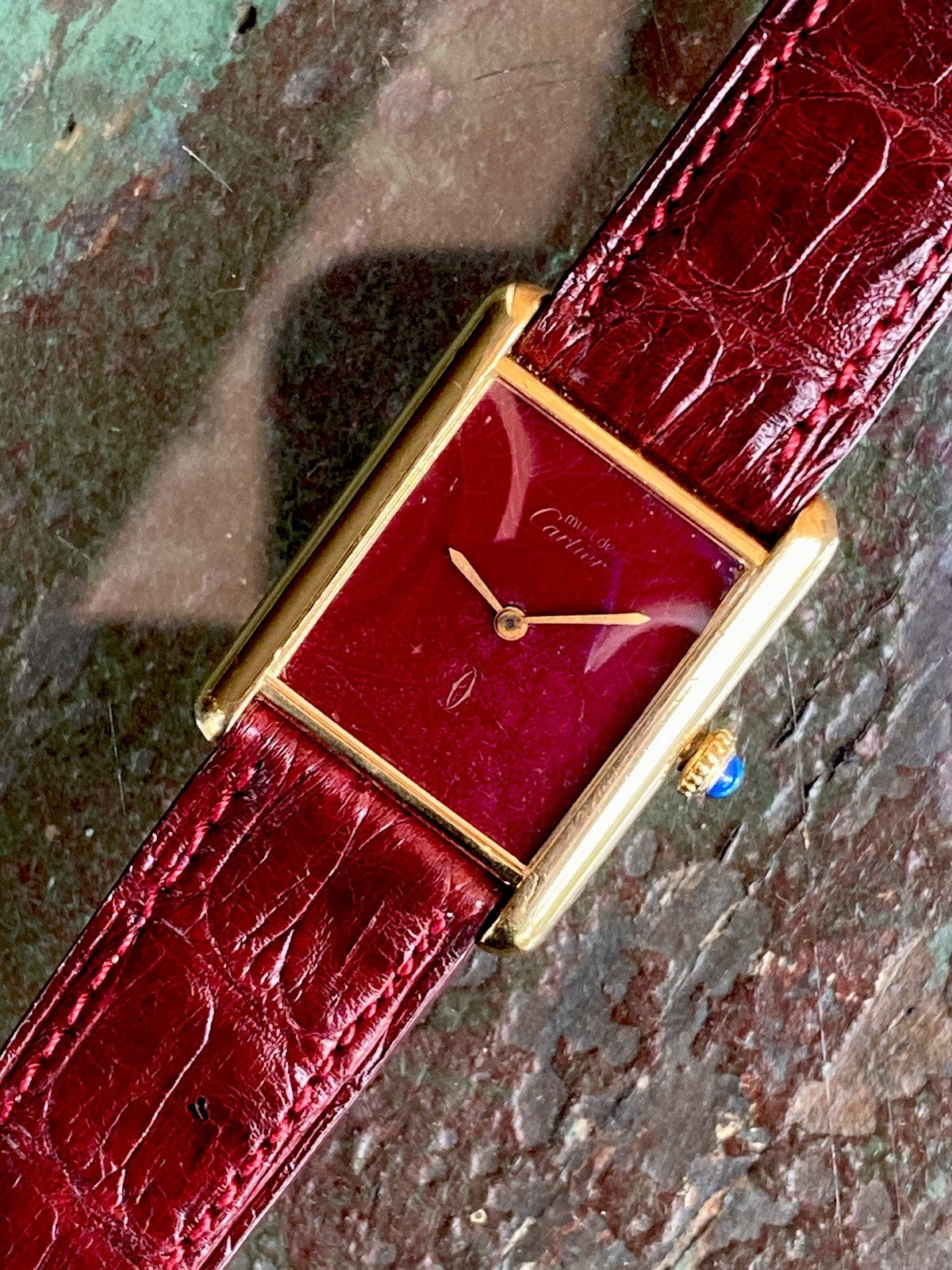 Cartier Tank LM 23mm Manual Wind | Silver 925 & 18K Gold Plated | Burgundy Dial | Ref. 78-1