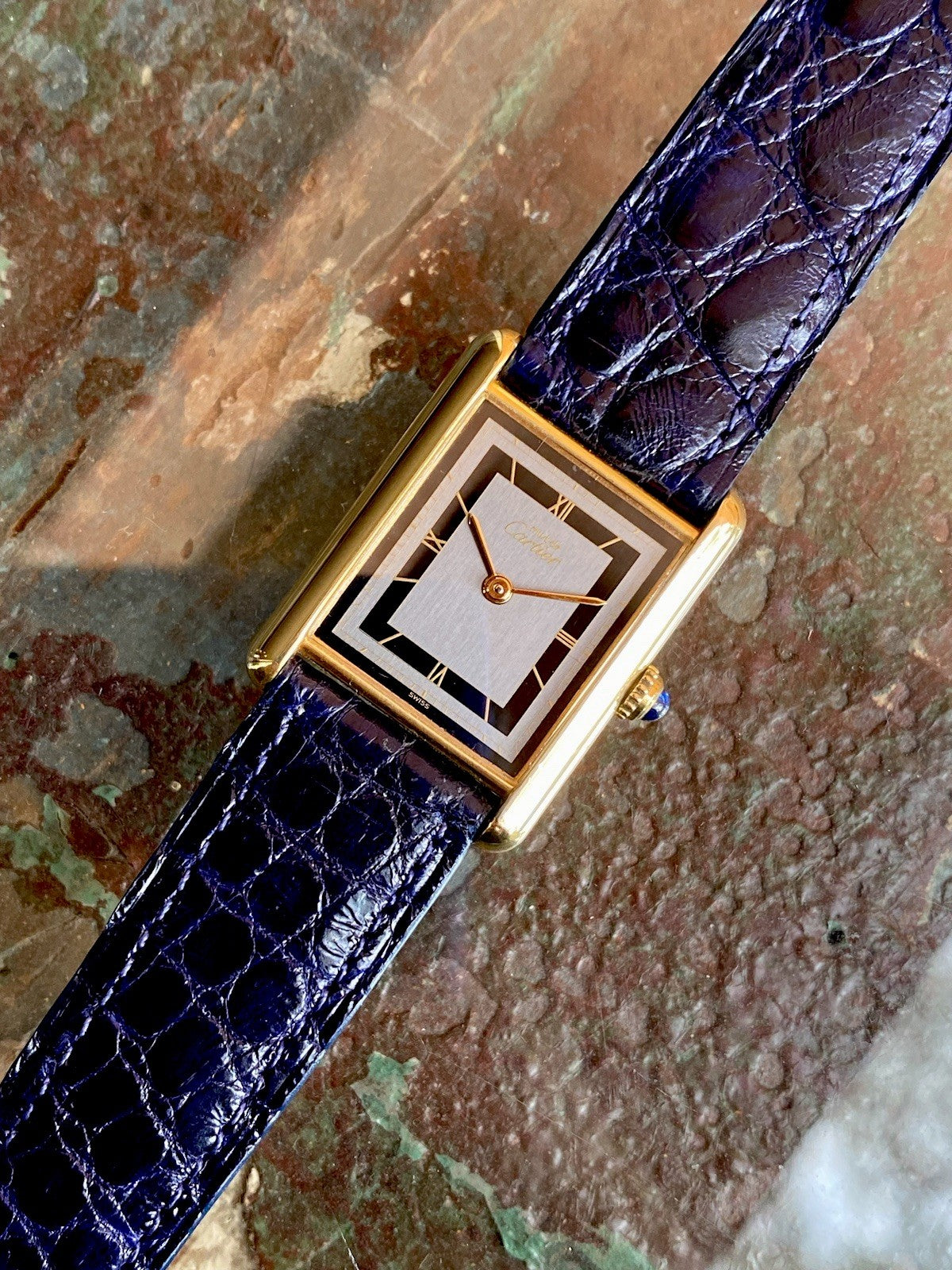 Cartier Tank LM 24x31mm Quartz | Silver 925 & 18K Gold Plated | Ref. 590005 | Burgundy Strap