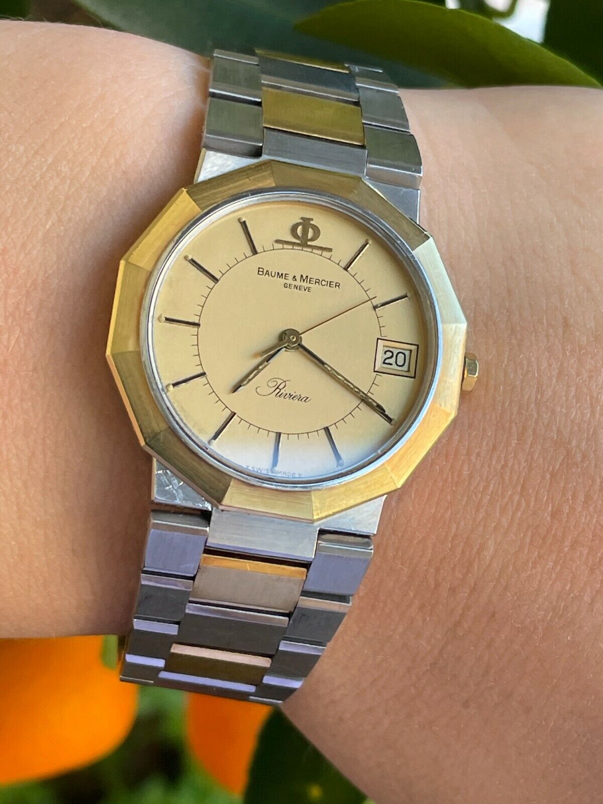 BAUME MERCIER WATCH RIVIERA A5333.018 QUARTZ GOLD18K&STEEL UNISEX 30mm SWISS