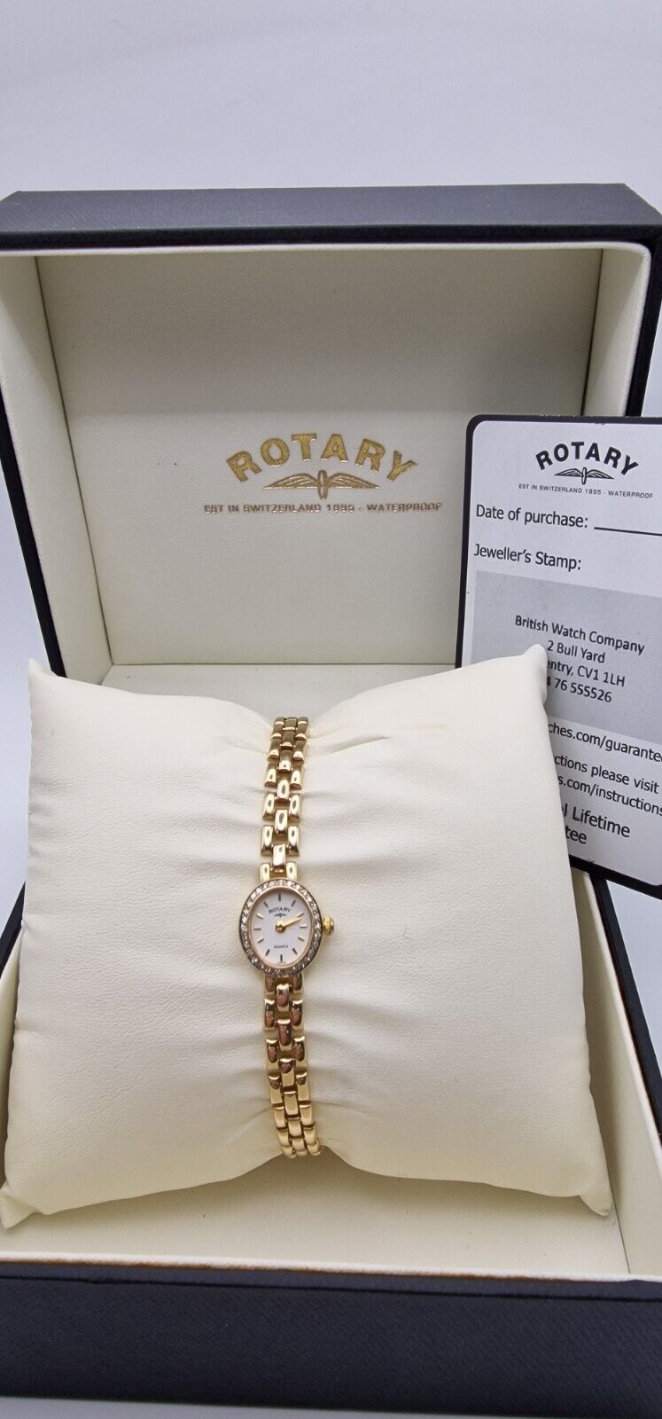 Rotary 9ct Gold Lady’s Diamond Watch | 30 Diamond Bezel | White Dial | 9ct Gold Bracelet | Vintage Luxury Timepiece