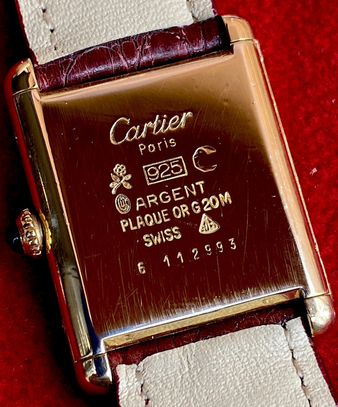 Cartier Tank LM 23mm Manual Wind | Silver 925 & 18K Gold Plated | Burgundy Dial | Ref. 78-1