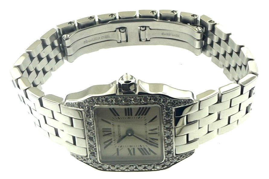 Ladies Cartier Santos Demoiselle Stainless Steel 2698 Diamond Bezel 20mm Watch