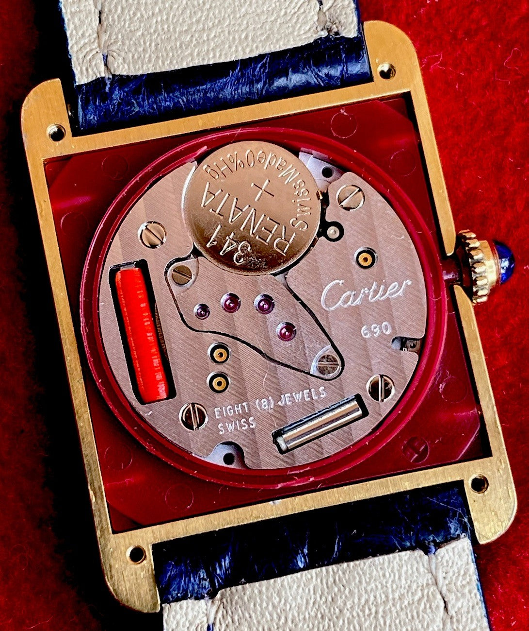 Cartier Tank LM 24x31mm Quartz | Silver 925 & 18K Gold Plated | Ref. 590005 | Burgundy Strap