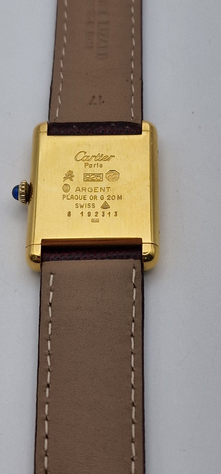 Must de Cartier Tank 18ct Gold on Silver Vintage Mid Size Mechanical Watch.