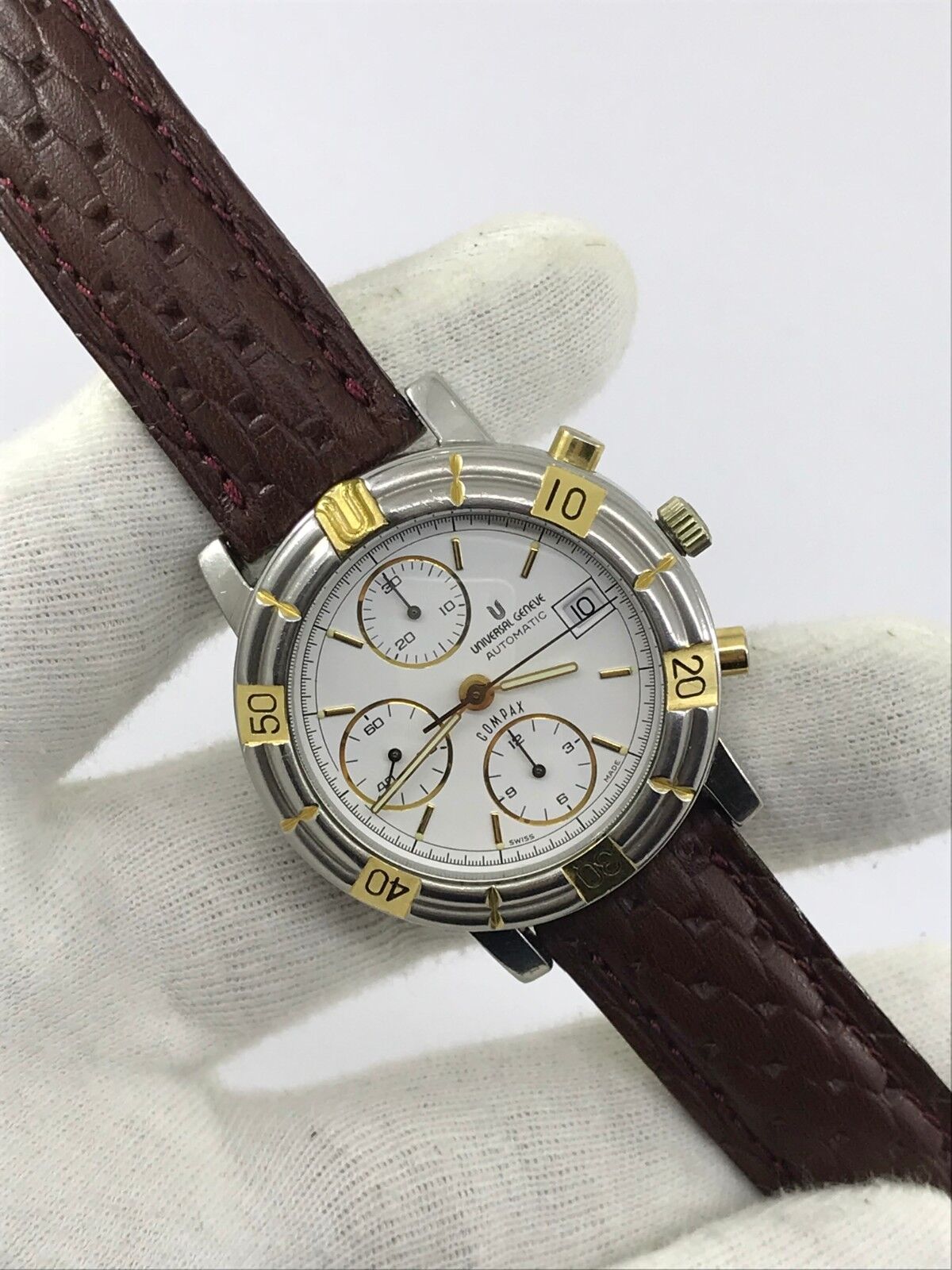 UNIVERSAL GENEVE COMPAX 698.410 CHRONOGRAPH AUTOMATIC UG 98 MENS 39mm SWISS