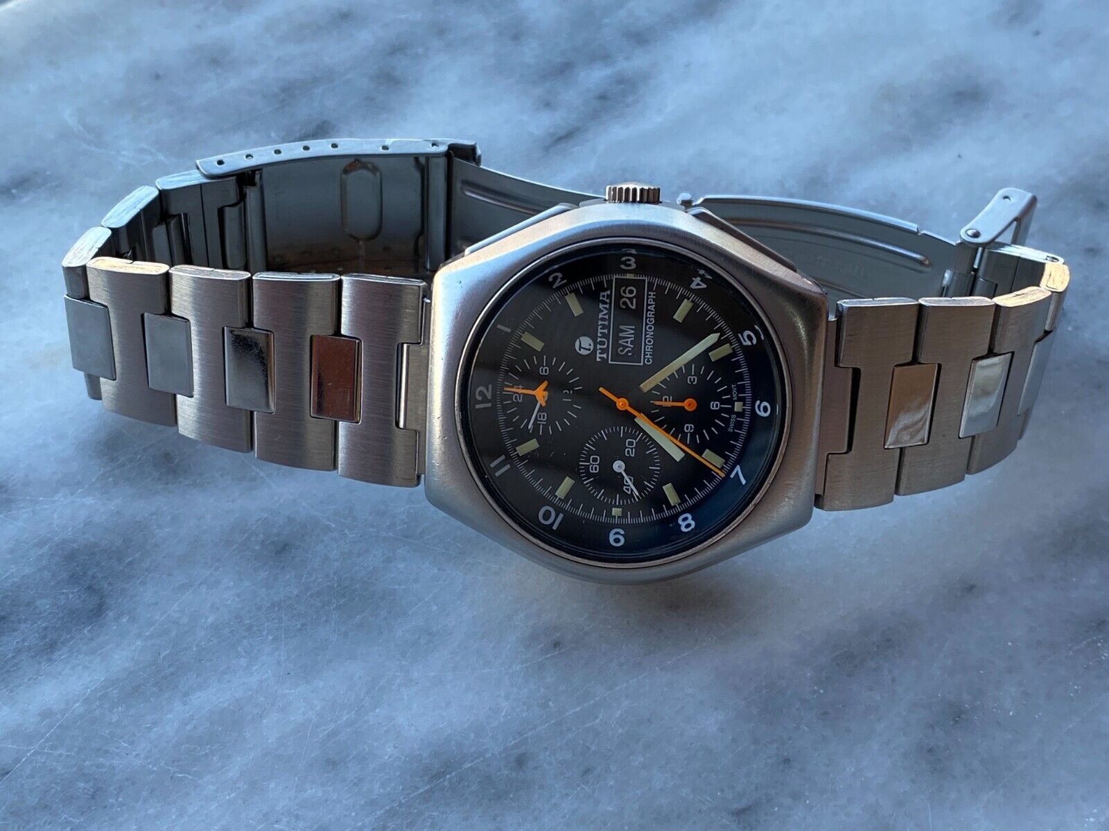 Tutima Military Chronpograph Lemania 5100 Automatic Mens 43mm Swiss Made