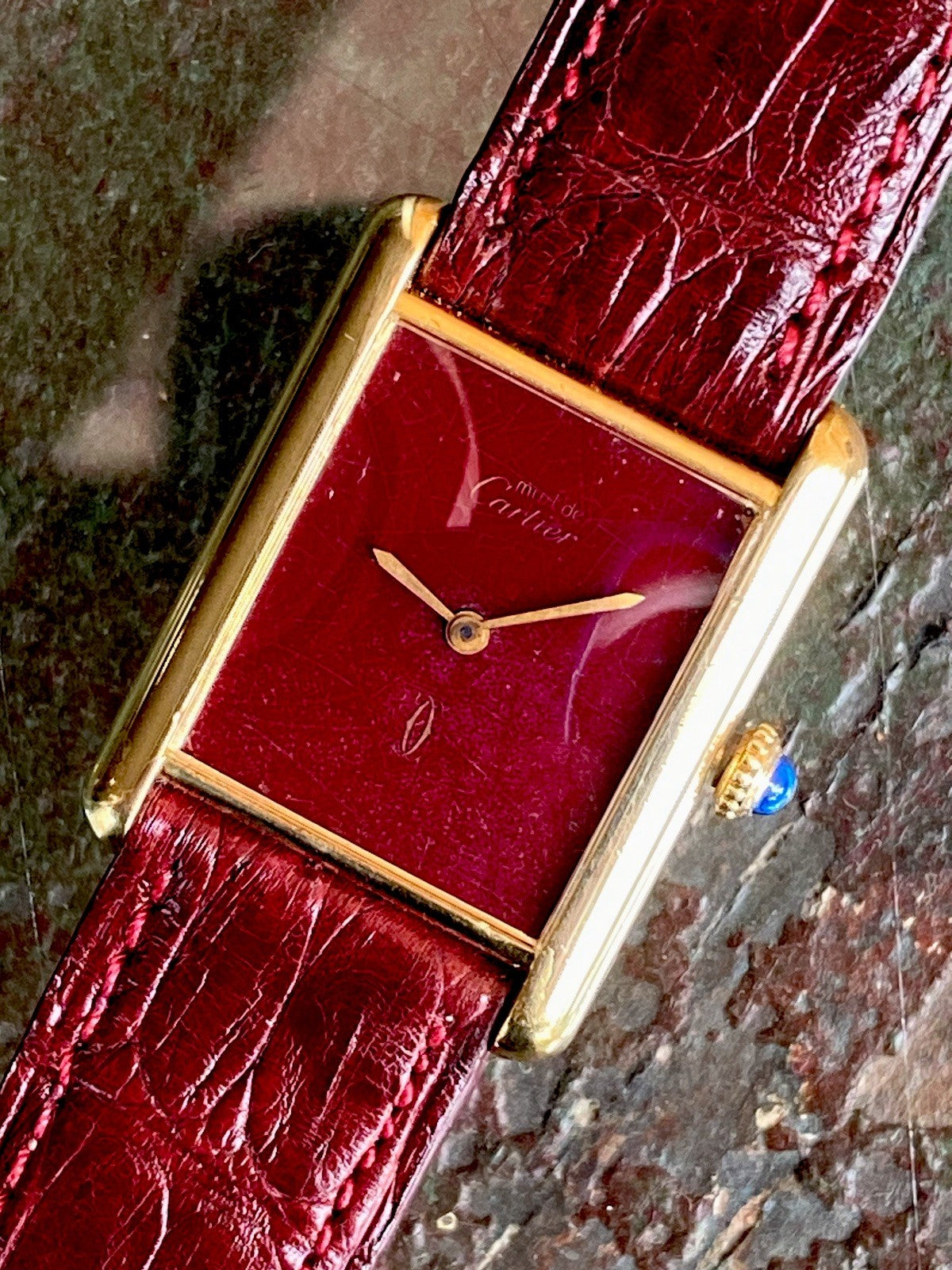 Cartier Tank LM 23mm Manual Wind | Silver 925 & 18K Gold Plated | Burgundy Dial | Ref. 78-1