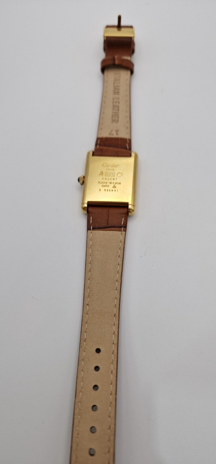 Must de Cartier Tank 18ct Gold on Silver Mid Size Vintage Mechanical Watch.