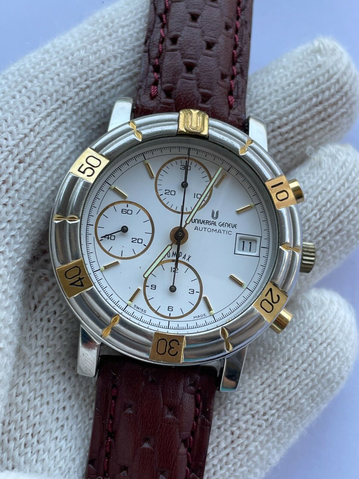 UNIVERSAL GENEVE COMPAX 698.410 CHRONOGRAPH AUTOMATIC UG 98 MENS 39mm SWISS