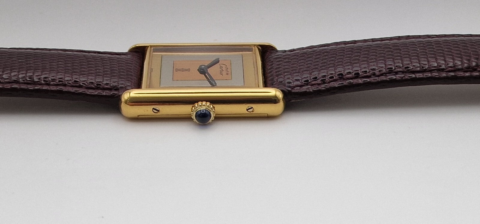 Must de Cartier Tank 18ct Gold on Silver Vintage Mid Size Mechanical Watch.