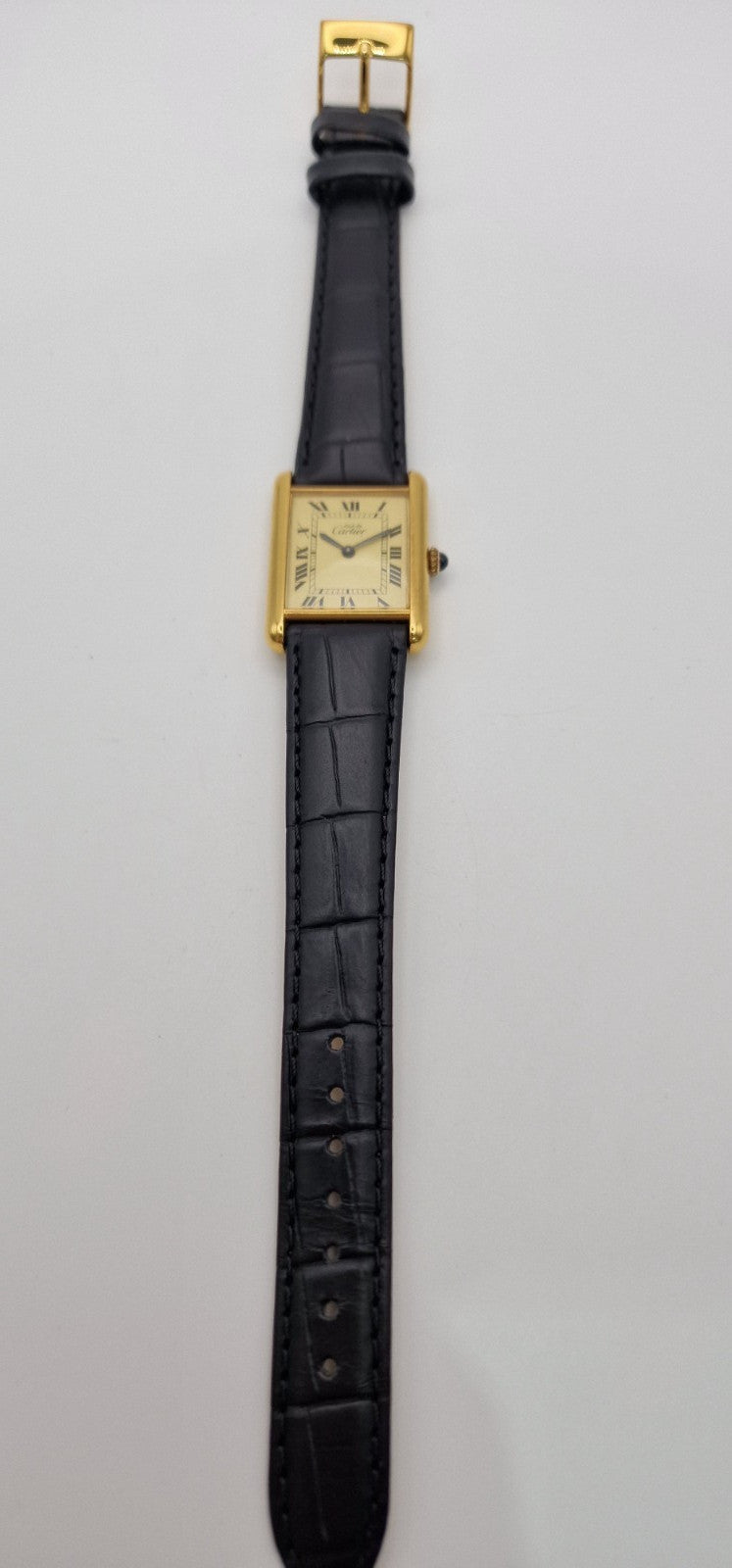 Must de Cartier Tank 18ct Gold on Silver Vintage Mid Size Mechanical Watch.