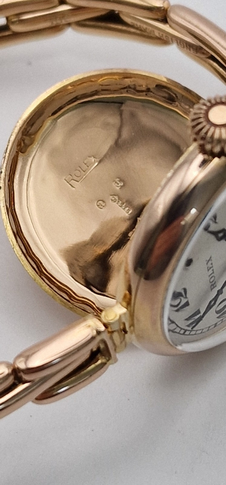 Vintage 1916 Rolex Ladies 9ct Rose Gold Mechanical Watch – Original Stretch Bracelet, Hallmarked