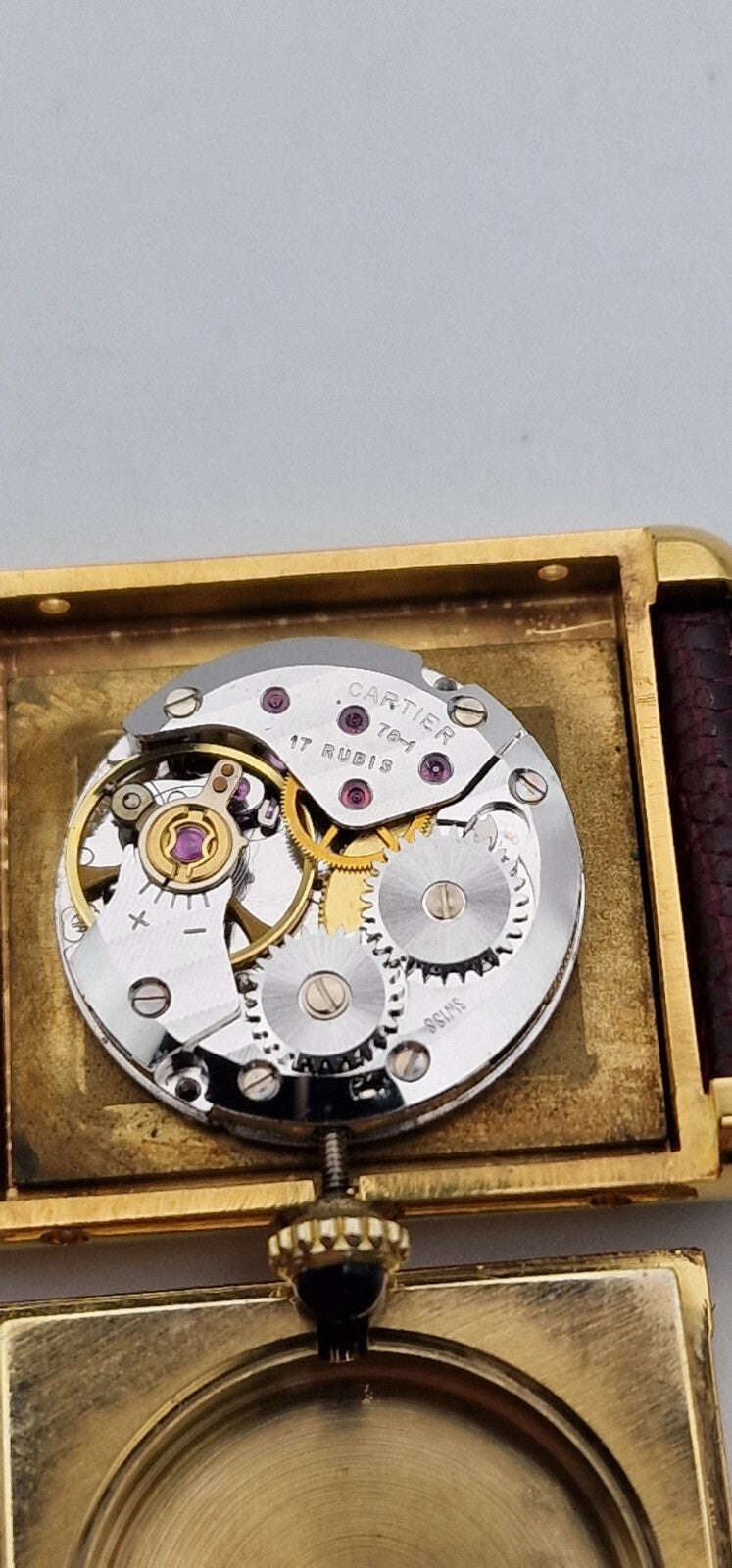 Must de Cartier Tank 18ct Gold on Silver Vintage Mid Size Mechanical Watch.