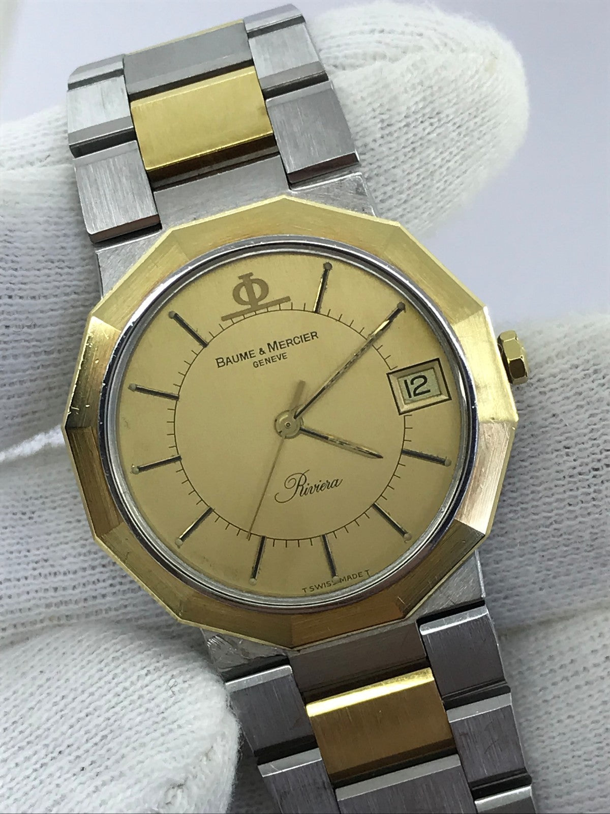 BAUME MERCIER WATCH RIVIERA A5333.018 QUARTZ GOLD18K&STEEL UNISEX 30mm SWISS