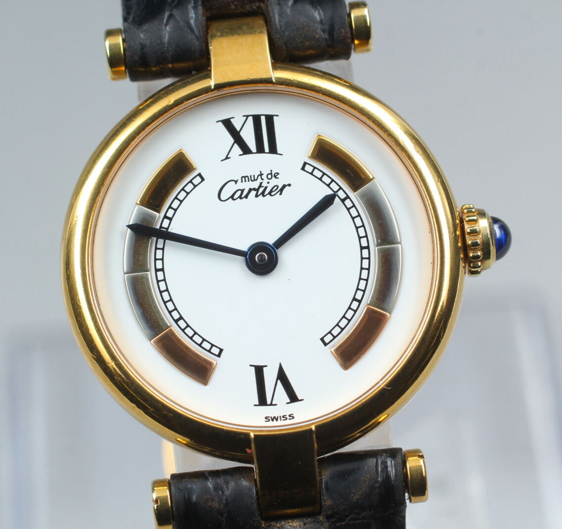 Must de Cartier Vermeil 925 Ref.590004 QZ 23mm – Swiss Gold Plated Ladies Watch