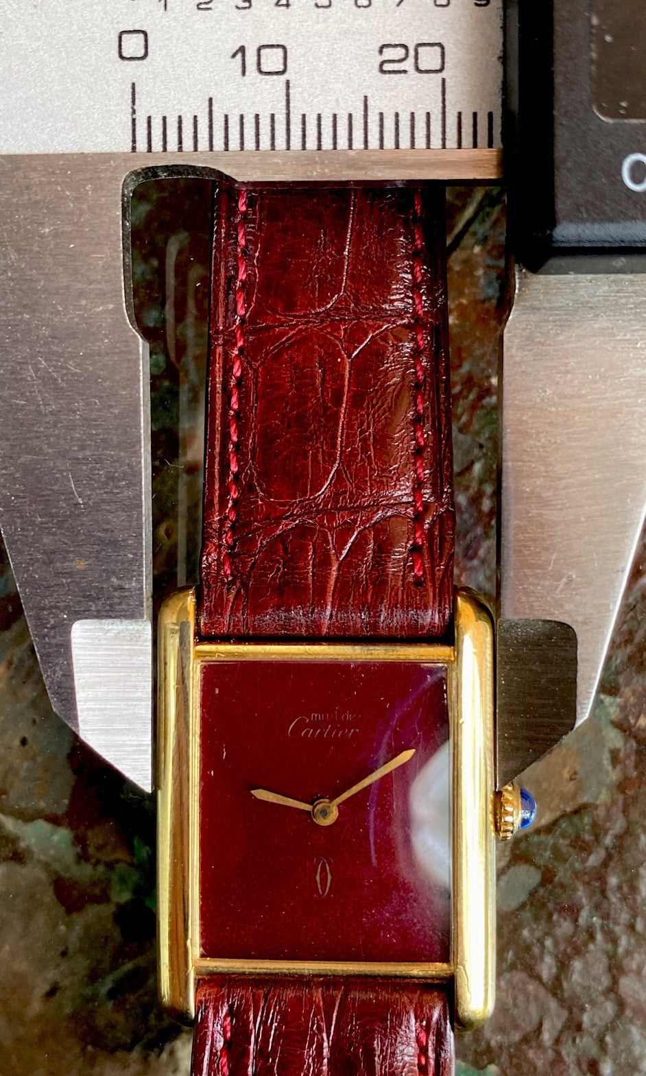 Cartier Tank LM 23mm Manual Wind | Silver 925 & 18K Gold Plated | Burgundy Dial | Ref. 78-1