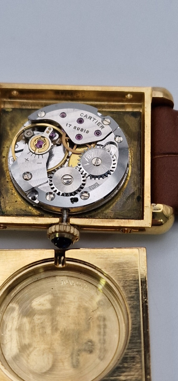 Must de Cartier Tank 18ct Gold on Silver Mid Size Vintage Mechanical Watch.