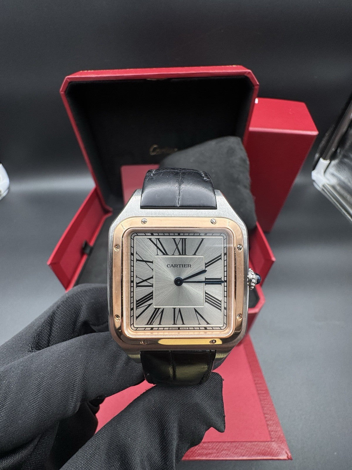 2020 Cartier Santos-Dumont XL Hand Wind Silver Dial Men Watch W2SA0017 Complete