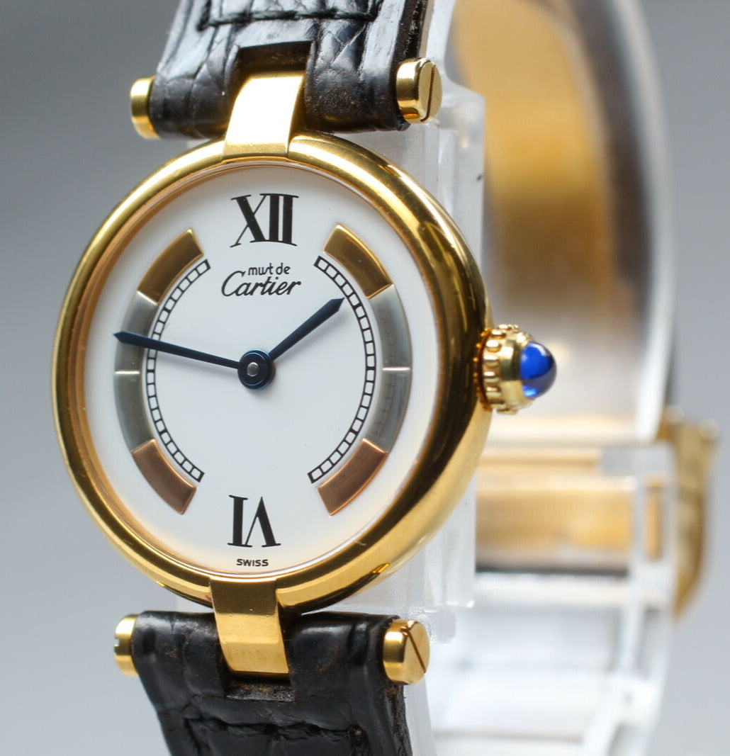 Must de Cartier Vermeil 925 Ref.590004 QZ 23mm – Swiss Gold Plated Ladies Watch