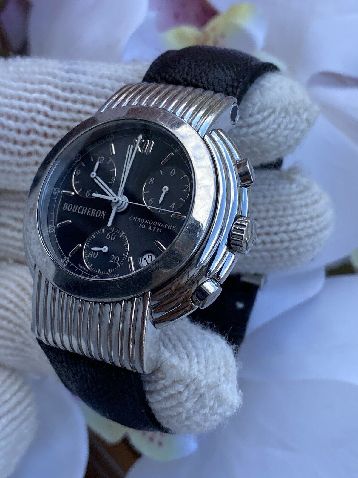 Boucheron Reflet Solis Watch Chronograph Quartz Mens 40mm Swiss Made