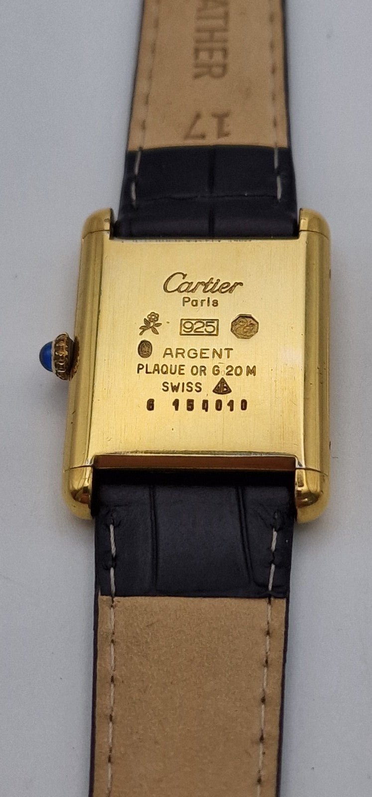 Must de Cartier Tank 18ct Gold on Silver Vintage Mid Size Mechanical Watch.